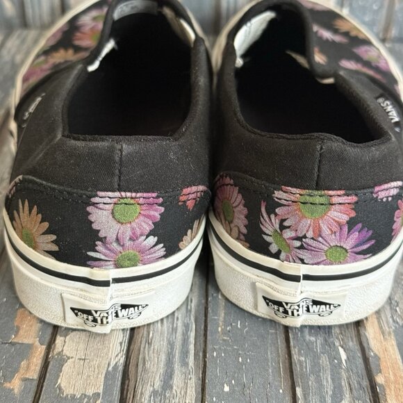 Vans Asher Dark Floral Womens Shoes Size 7.5 Slip-On Black Pink Skate - Picture 5 of 10